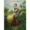 Image 1 : English School (19th Century) The Shepherdess, oil on board, 38 x 28cm £180-200...