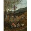 Image 1 : Circle of Robert Gemmell Hutchison (1855-1936) Children playing with a Pet Goat in a Pastoral Lands.