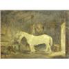 Image 1 : Circle of Edward Robert Smythe (1810-1899) A Grey Horse with his Groom in a Stable, oil on panel, 4.