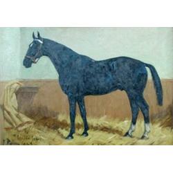 George Paice (exh.1881-1897) Indian Ink, a Dark Bay Hunter in a Stable, signed lower left "G Paice..