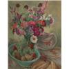 Image 1 : Georges Morren (Belgian, 1868-1941) A Still Life of Daisies and Poppies in Vase, a Bowl of Fruit be.