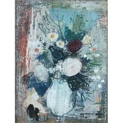 George Hammond Steel (1900-1960) A Still Life of Flowers in a Cream Vase, signed lower right "Hammo.