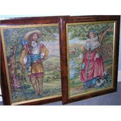 A pair of woolwork pictures, inscribed verso 'By The Royal School Of Needlework 1955', and worked wi