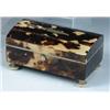 Image 1 : A 19th century tortoiseshell needle casket, the three horizontal veneers on the rectangular lid sep.