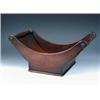Image 1 : An early 19th century mahogany cheese coaster, the boat shape with spindle ends to form handles abo.