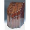 Image 1 : A George III mahogany knife box, the hinged sloping lid with shaped serpentine front, the corners an