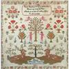 Mary Westoby, her needlework sampler worked in the early 19th century with a verse above 'Adam' and.