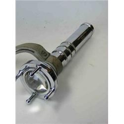 An early 20th century Siebe Gorman & Co Ltd, diver's torch with leather handle riveted to the chrom.