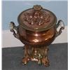 Image 1 : An early 19th century copper tea urn, the gadrooned lid with rosette finial, the thistle shaped bod.