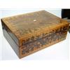 Image 1 : An early Victorian satin and rosewood workbox, the rectangular hinged lid and front with foliate wav