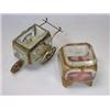 Image 1 : Two late 19th century French glass trinket boxes, one mounted in gilt metal as a wheel barrow, 8.5c.