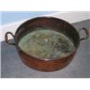 Image 1 : A 19th century copper preserve pan, the shallow cylindrical shape with brazed seams and brass handl.