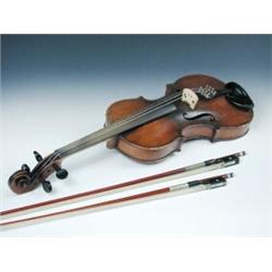 A late 19th century violin,   'Copie De Deconeti (Michel) Venise 1742' in travelling case with two..