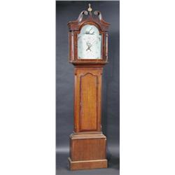 Hardy, Nottingham. A 30hour oak and mahogany longcase clock, the hood with swan neck pediment above.