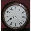 Image 1 : A mahogany framed fusée movement wall clock, the white painted dial with Roman numerals, 39cm wide..