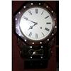 Image 1 : A rosewood framed drop dial bell striking wall clock, the white painted dial with Roman numerals, 4.