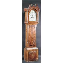 Giscard, Ely. A late 18th century mahogany longcase clock, the hood with swan neck pediment above p.