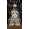 Image 1 : Parros Freres. A late 19th century French gilt metal and porcelain mounted mantel clock, the pale bl