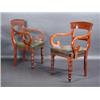 Image 1 : A set of six early Victorian mahogany dining chairs including two with arms, each with broad top rai