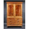 Image 1 : A Victorian mahogany linen press, the upper section with moulded cornice above a pair of arch panel.
