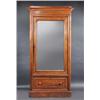 Image 1 : A Victorian mahogany wardrobe, the moulded cornice above a mirror inset door enclosing hanging spac.