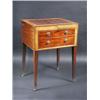 Image 1 : A George III mahogany night table, the burr maple crossbanded rectangular twin flap top enclosing a.