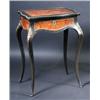 Image 1 : A 19th century continental ebonised serpentine pedreuse, the ormolu mounted burr wood inset marquet.