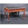 Image 1 : A Regency mahogany library table, the rounded rectangular top with inset writing surface, above two.