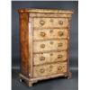 Image 1 : A walnut chest, the moulded cornice fitted with a drawer above five long graduated drawers, standin.
