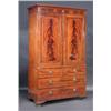 Image 1 : A Regency mahogany linen press, the upper section with moulded cornice above a pair of inlaid panel.
