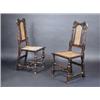 Image 1 : A pair of late 17th century oak side chairs, each with shaped top rail above a caned back and seat f