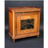 Image 1 : A 19th century continental satinwood pier cabinet, the variously inlaid shaped top with solid galle.