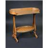 Image 1 : A 19th century satinwood side table, the parquetry inlaid shaped top with brass mounted solid galler
