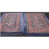 Image 1 : A pair of Kurdish Blue Carpets, 19th century, the indigo geometric field with madder triple borders,