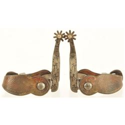 Garcia Marked Salinas Period Silver Inlaid Spurs