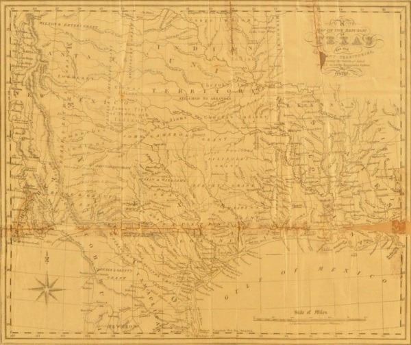 Cheffin Regency Rare Original Cheffin's 1841 Republic of Texas Map