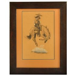 Robert Farrington Elwell Bucking Horse Watercolor