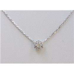 14K WHITE GOLD PENDANT WITH CHAIN :2.66g/Diamond:0.19ct