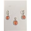Image 1 : 3 Piece Ring And Pendant Set  14k Rose gold:11 Grams Natural Spessatite:10.055 CT Diamond:1.30 CT