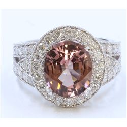14K WHITE GOLD RING 7.92GRAM DIAMOND 1.44CT TOURMALINE 4.09CT