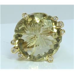 14K : 13.5g/Diamond : 0.32ct/Lemon Amethyst : 54.83ct