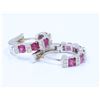Image 1 : 14K WHITE GOLD RUBY EARRING: 3.9g / Diamond: 0.2ct / Ruby: 1.11ct