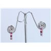 Image 4 : 14K WHITE GOLD RUBY EARRING: 3.9g / Diamond: 0.2ct / Ruby: 1.11ct