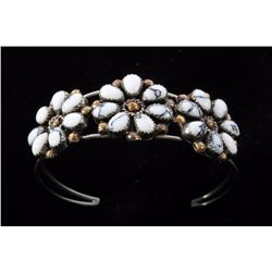 Navajo White Buffalo Turquoise Petit Point Bracele