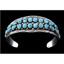 Navajo Morenci Turquoise Sterling Bracelet Signed
