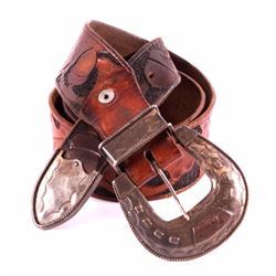 Sterling Silver Ranger Buckle Set and Leather Belt