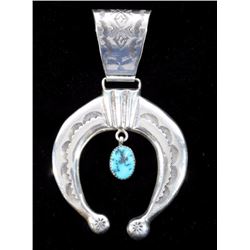 Navajo Sterling & Turquoise Squash Blossom Naja