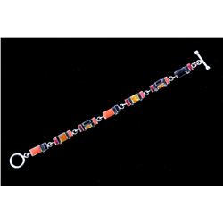 Navajo Sterling Spiny Oyster Coral & Onyx Bracelet