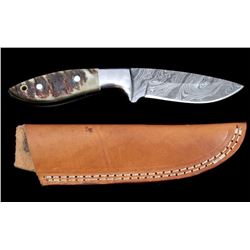 Damascus & Rocky Mountain Rams Horn CFK Knife