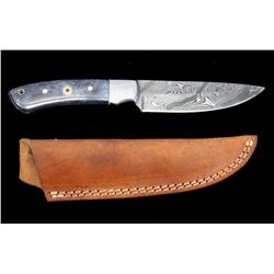 Damascus & Exotic Camel Bone CFK Custom Knife